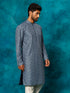 Men's Grey Cotton Schiflli Kurta